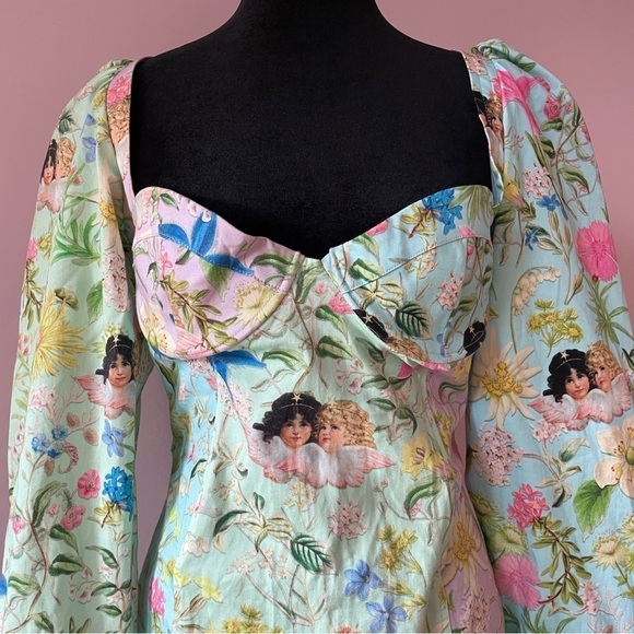 NEW! Fiorucci- Alpine Angels Mini Bodice Mini Dress Long Sleeve Size Large - Picture 4 of 16